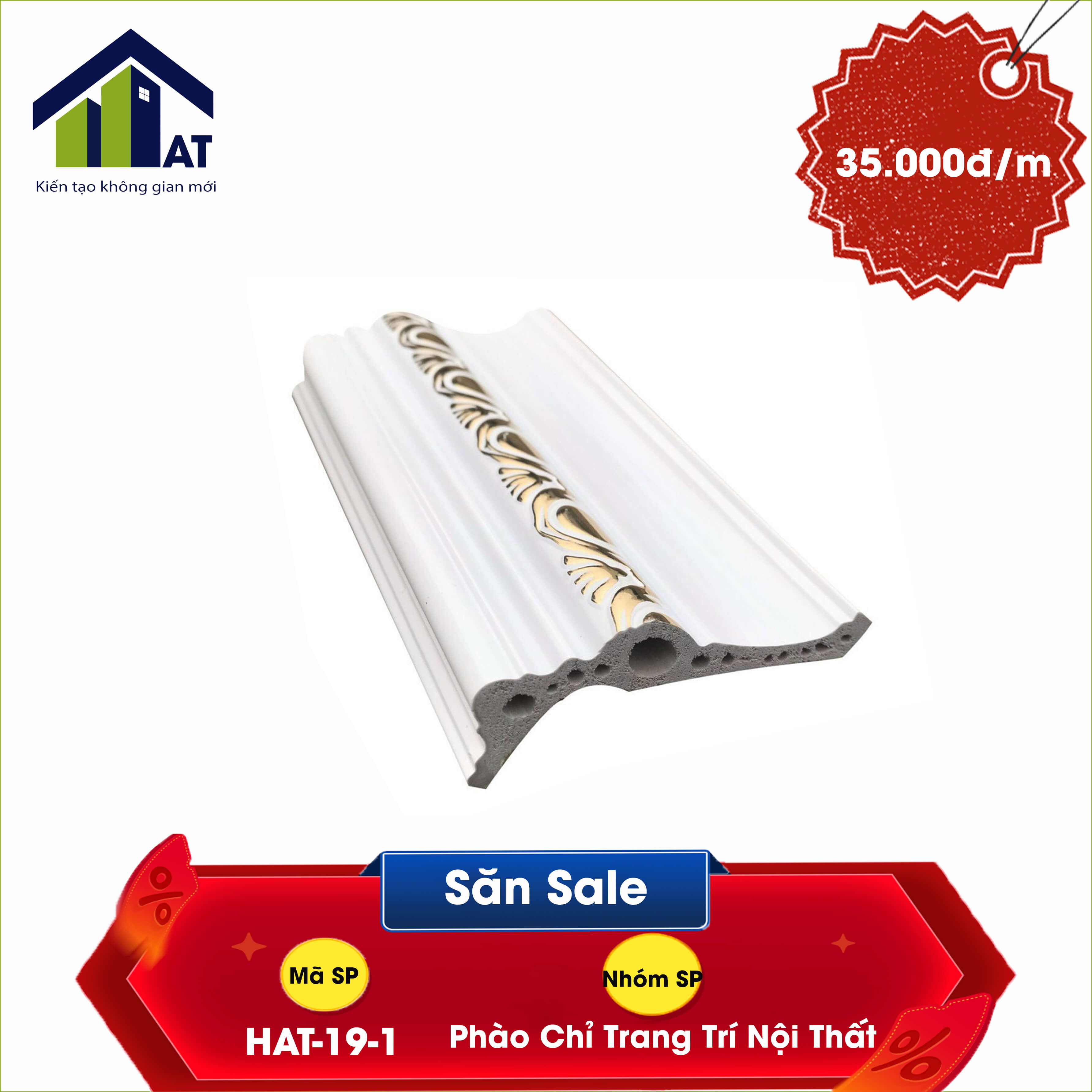 Phào cổ trần hắt trắng hoa văn 11cm