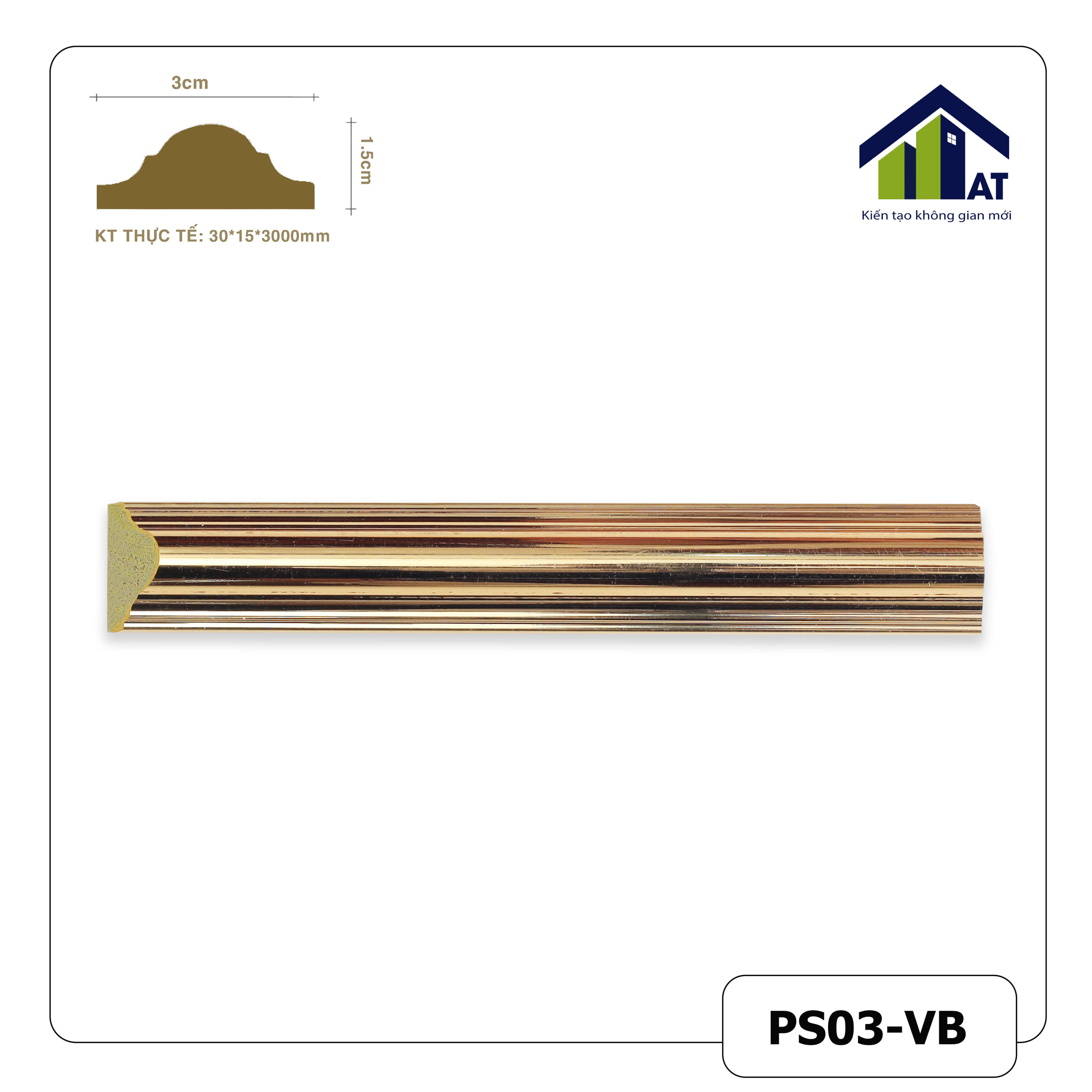 Chỉ Tường 3cm Vàng Bóng PS03-VB