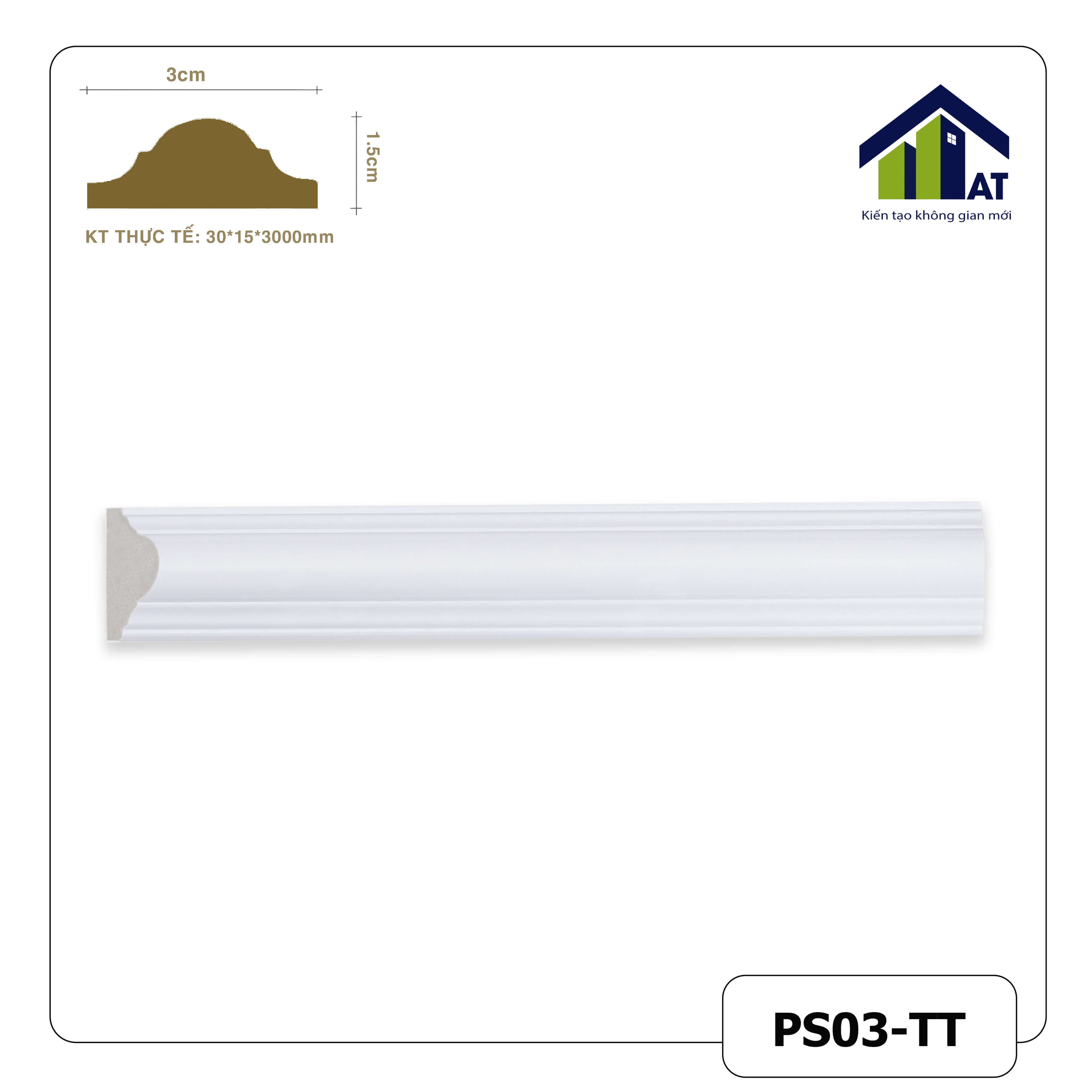 Chỉ Tường 3cm Trắng Trơn PS03-TT