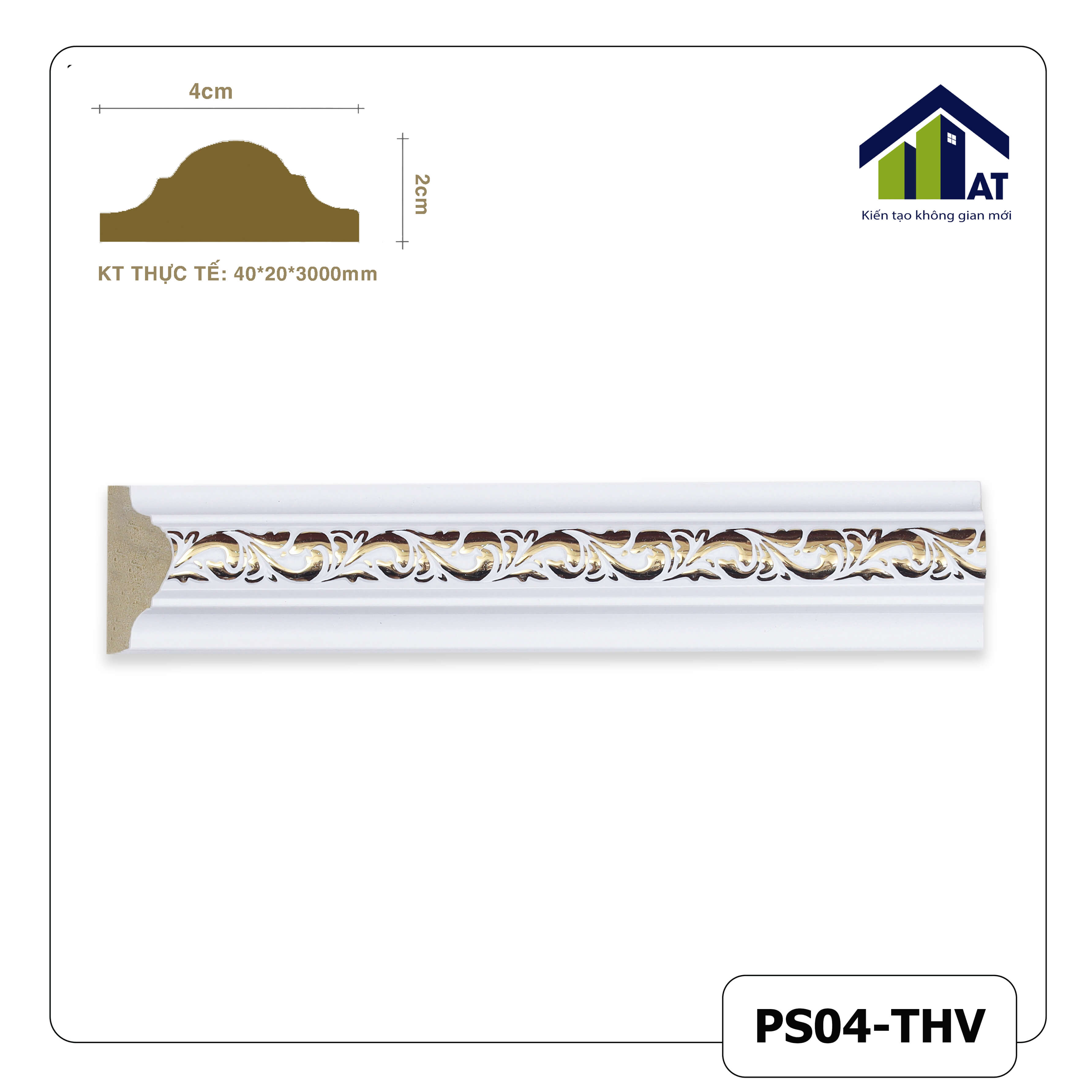 Chỉ Tường 4cm Trắng Hoa Văn PS04-THV