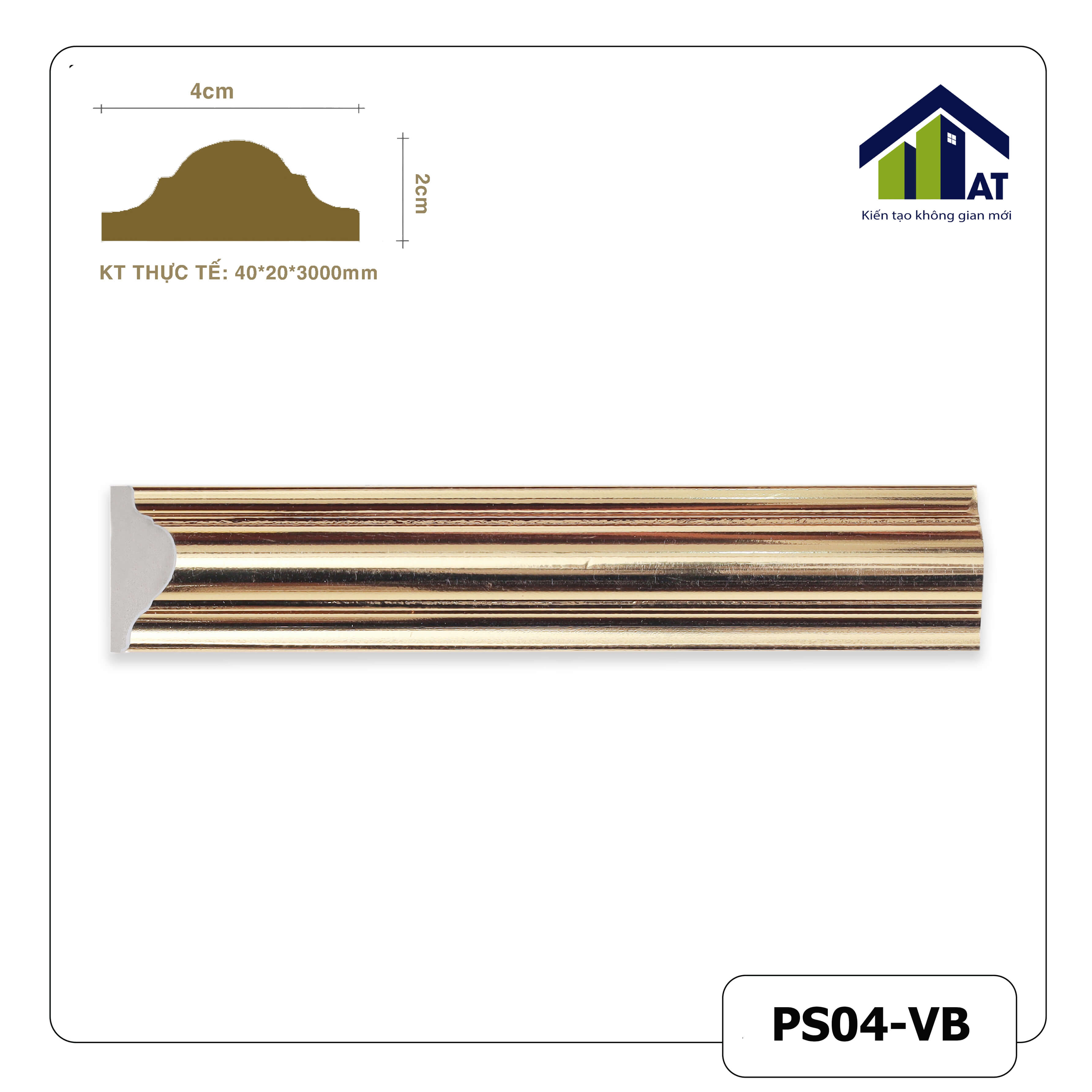 Chỉ Tường 4cm Vàng Bóng PS04-VB