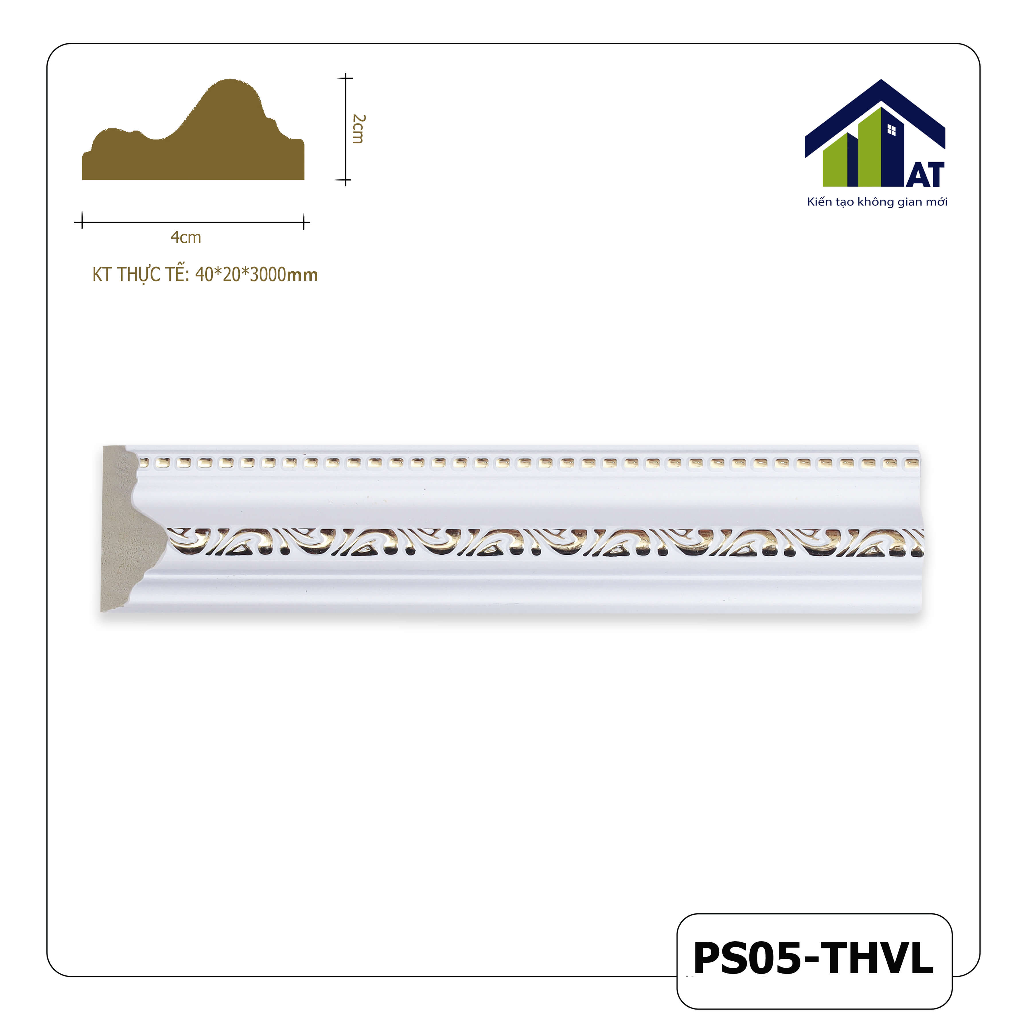 Chỉ Tường 4cm Trắng Hoa Văn Lệch PS05-THVL 
