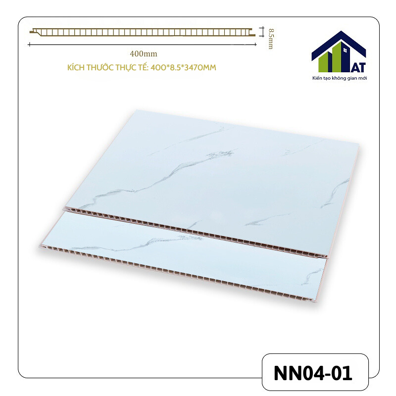 Tấm Ốp Tường Nano Trắng Vệt Đen NN04