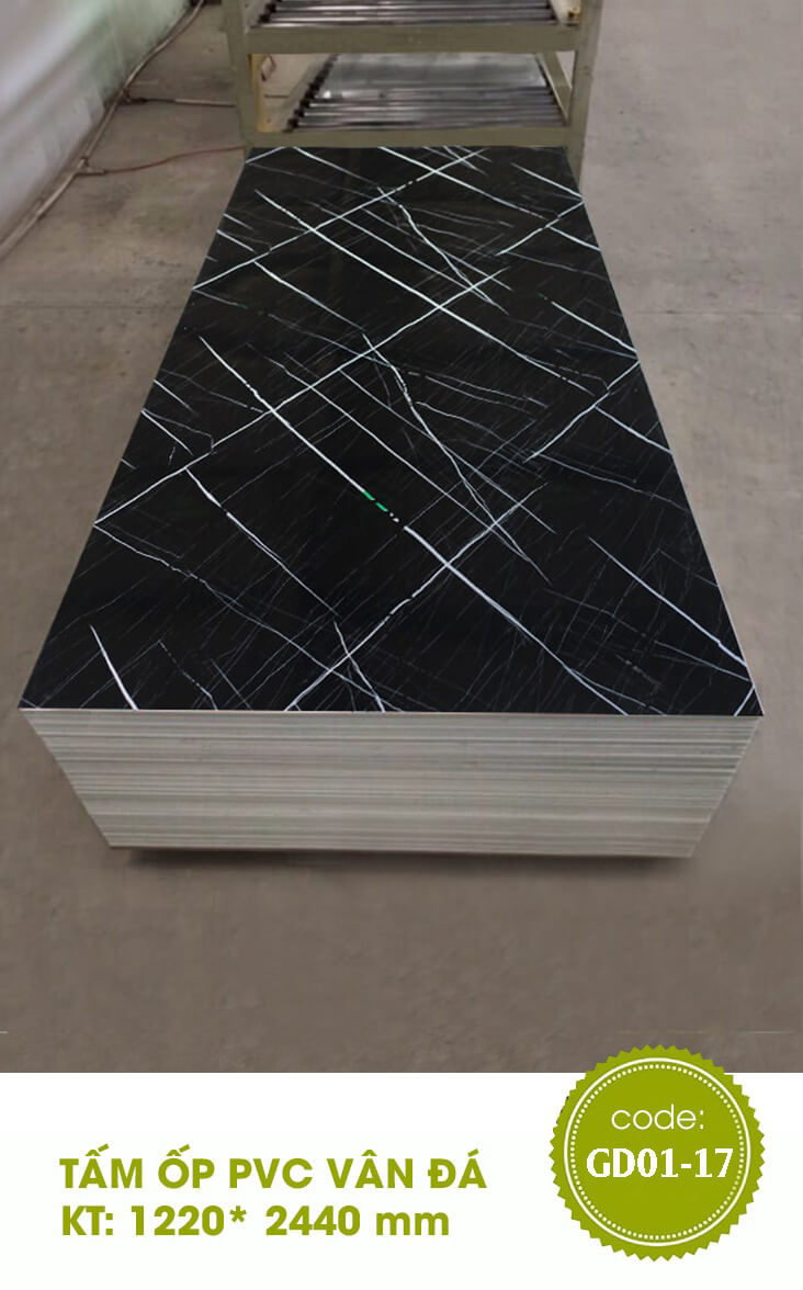 Tấm Ốp PVC Vân Đá Đen GD01-17