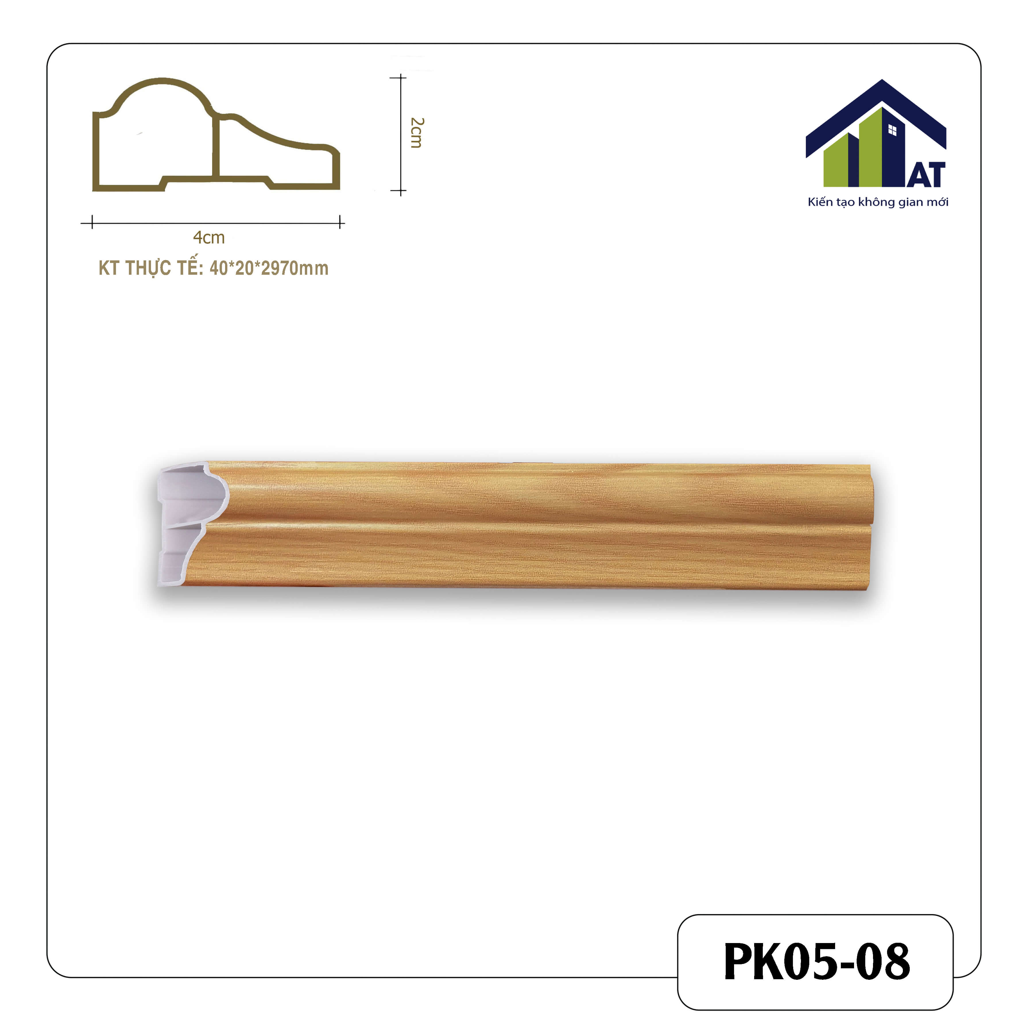 Chỉ Tường 4cm Vân Gỗ Vàng PK05-08