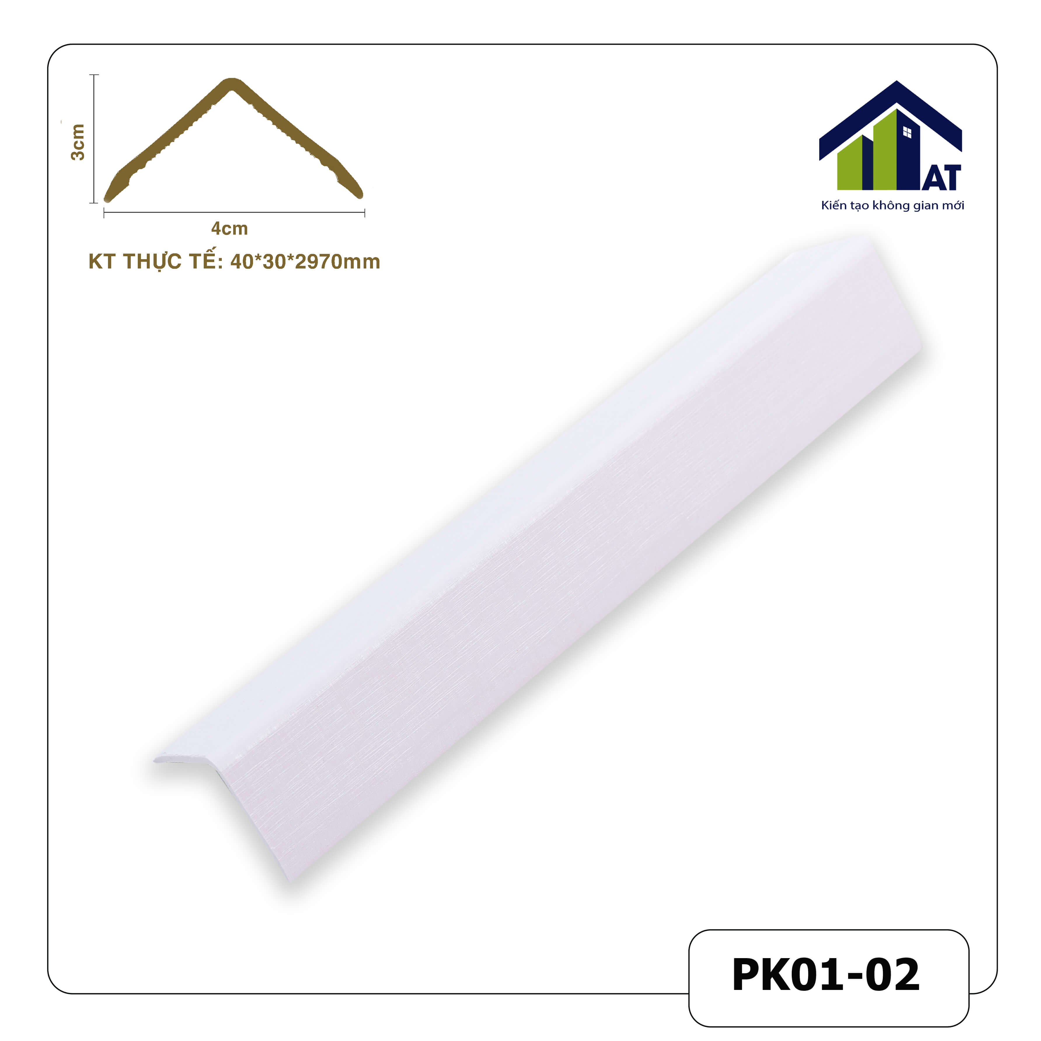 Nẹp V 3cm Trắng Xước PK01-02