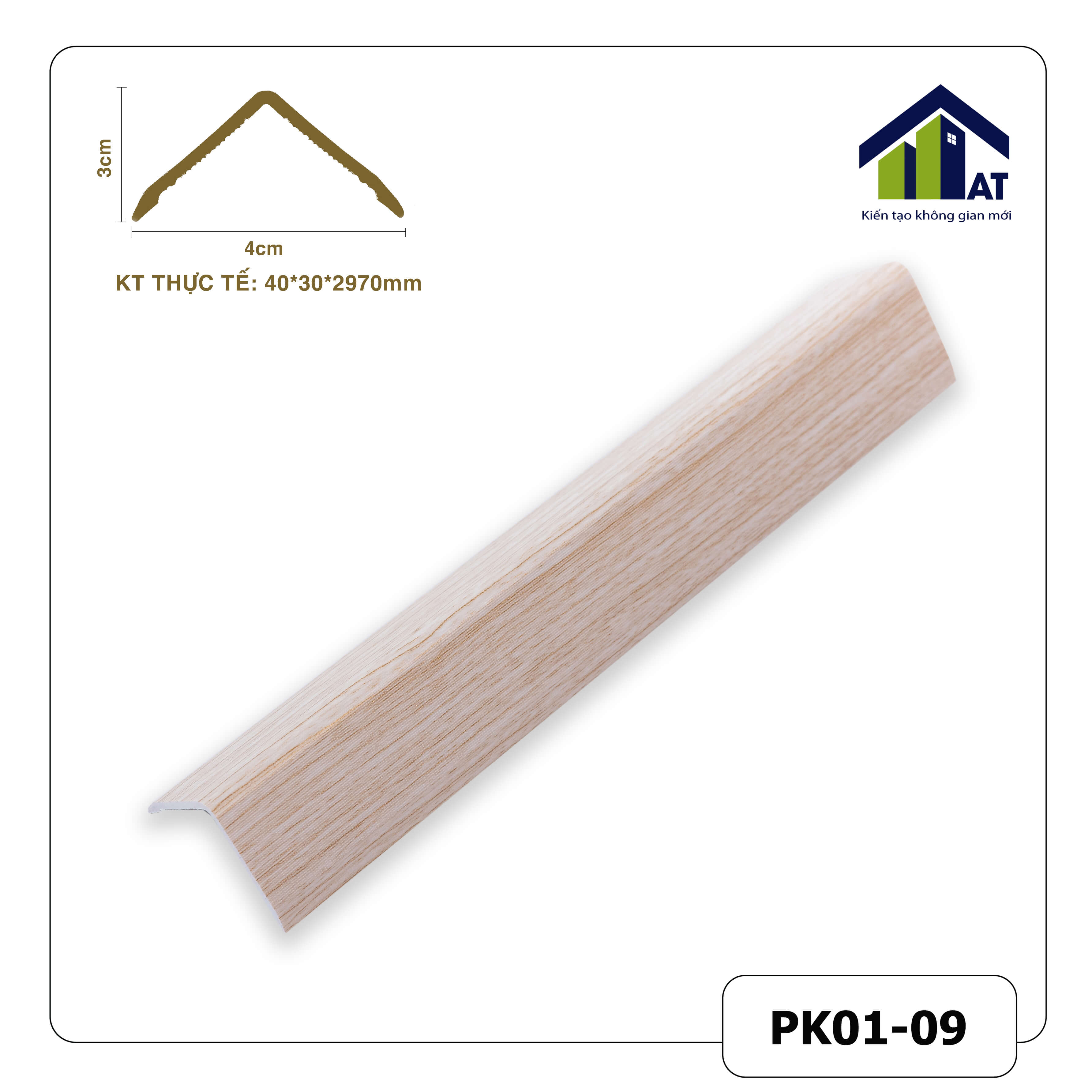 Nẹp V 3cm Nano Vân Gỗ Nhạt PK01-09