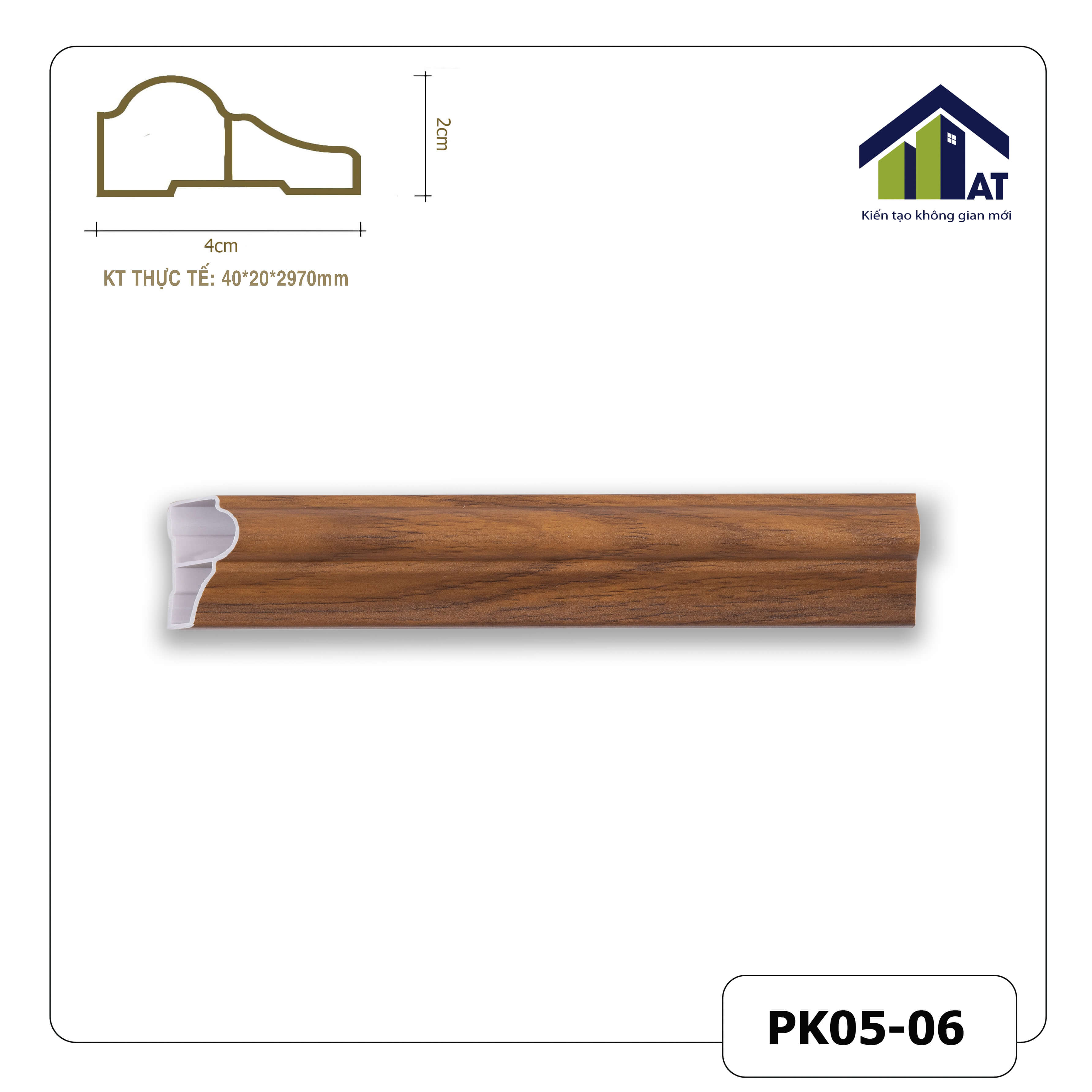 Phào Chỉ Tường 4cm Vân Gỗ Tối PK05-06